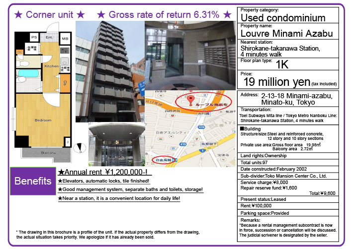 Example of a one-room condominium in Japan